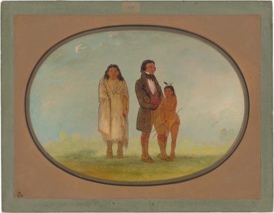 Kaskaskia-hoofd, zijn moeder en zoon door George Catlin