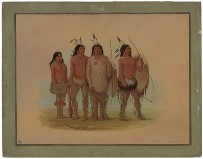 Kiowa Hoofd, Zijn Vrouw, en Twee Krijgers door George Catlin