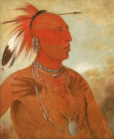 La-wáh-he-coots-la-sháw-no, Dapper Opperhoofd, een Skidi (Wolf) Pawnee door George Catlin