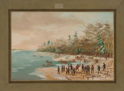 La Salle slaat de eerste bout voor de Griffin, 26 januari 1679, 1847-48 door George Catlin