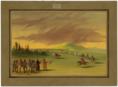 La Salle Ontmoet een Oorlogspartij van Cenis Indianen op een Texaanse Prairie. 25 April 1686 door George Catlin