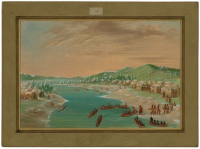 La Salle en Gezelschap Komen aan in het Dorp van de Illinois. 1 Januari 1680 door George Catlin