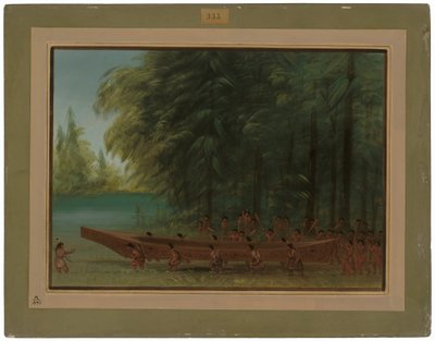 Een Kano Lanceren - Nayas Indianen door George Catlin