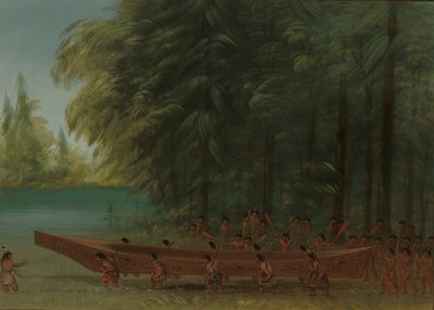 Een Kano Lanceren - Nayas Indianen door George Catlin