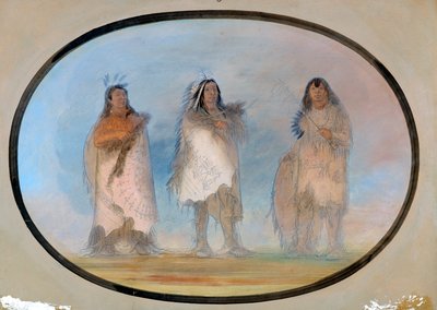 Kleine Beer, Steile Wind, De Hond, Drie vooraanstaande krijgers van de Sioux-stam, ca. 1865-1871 door George Catlin