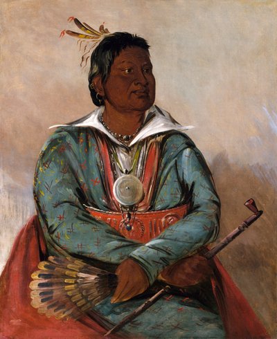 Mó-sho-la-túb-bee, Hij die uitdooft en doodt, stamhoofd door George Catlin