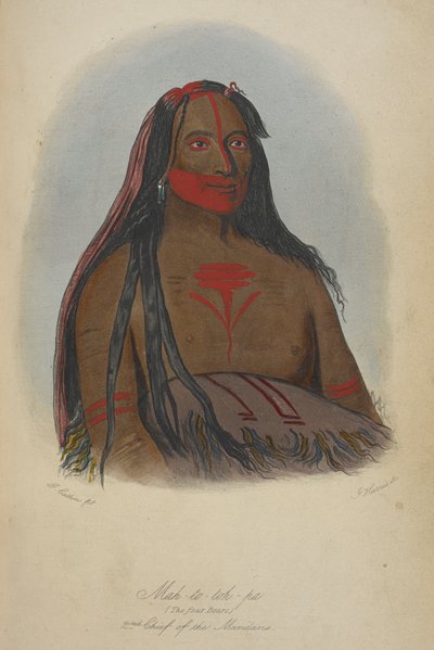 Mah-to-toh-pa (de vier beren) 2e hoofd van de Mandans door George Catlin
