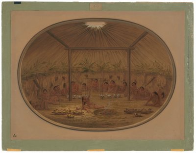 Mandan ceremonie - Het water zakt weg door George Catlin