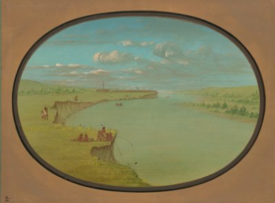 Mandan-dorp - een verre aanblik, 1861-1869 door George Catlin