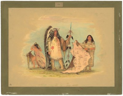 Mandan Oorlogshoofd met Zijn Favoriete Vrouw door George Catlin