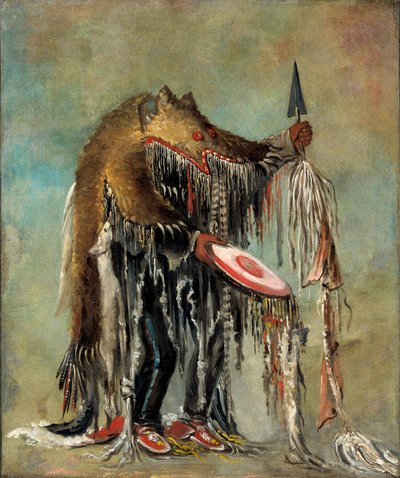 Medicijnman, voert zijn mysteries uit over een stervende man door George Catlin