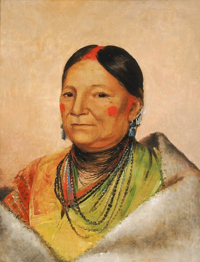 Mee-chéet-e-neuh, Gewonde Beren Schouder, Vrouw van het Opperhoofd door George Catlin