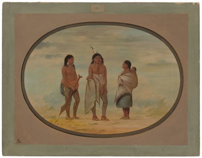Nayas Indiaanse hoofdman, zijn vrouw en een krijger door George Catlin