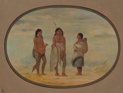 Nayas Indianenhoofd, Zijn Vrouw en een Krijger, 1855-1869 door George Catlin