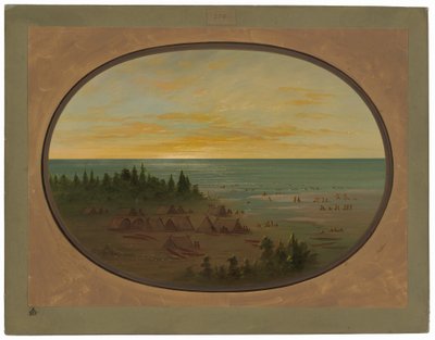 Nayas Dorp - Indianen aan het Baden door George Catlin