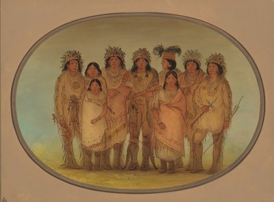Negen Ojibbeway Indianen in Londen, 1861-1869 door George Catlin
