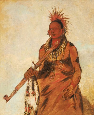 No-o-mún-nee, Wandelt in de regen, een krijger, 1832 door George Catlin