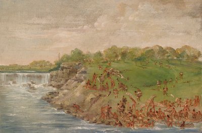 Ojibwa draven rond de watervallen van St. Anthony door George Catlin