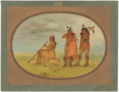 Oude Menomonie Hoofdman met Twee Jonge Beaux door George Catlin