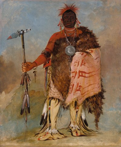 Om-pah-tón-ga, Grote Eland, een beroemde krijger door George Catlin