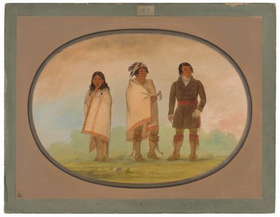 Oneida hoofd, zijn zus en een missionaris door George Catlin