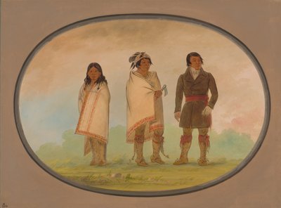 Oneida-hoofdman, zijn zus en een missionaris, 1861-1869 door George Catlin