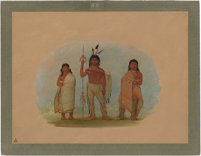 Ottawa Chief, zijn vrouw en een krijger door George Catlin