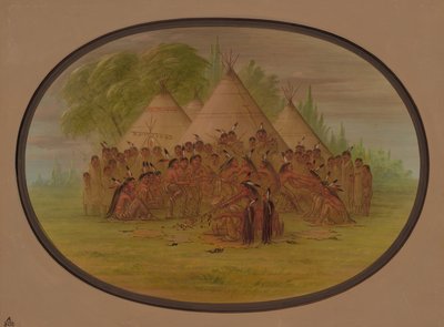 Pijpdans - Assinneboine, 1861-1869 door George Catlin