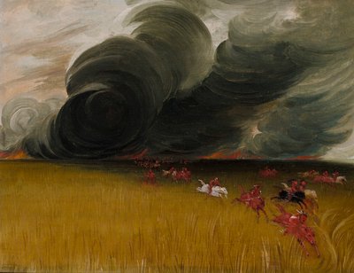 Prairie graslanden branden door George Catlin