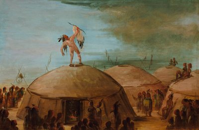 Regen maken bij de Mandan door George Catlin