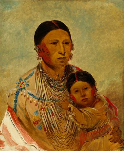 Ru-ton-ye-wee-ma, Strutting Pigeon, vrouw van White Cloud, 1844 door George Catlin