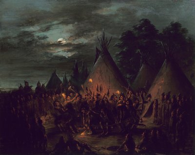 Hoofdhuiddans, Sioux door George Catlin