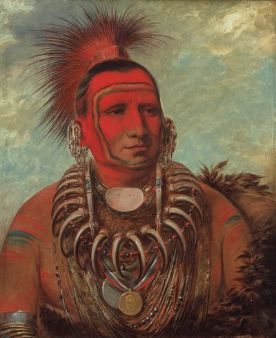 Shon-ta-yi-ga, Kleine Wolf, een beroemde krijger door George Catlin