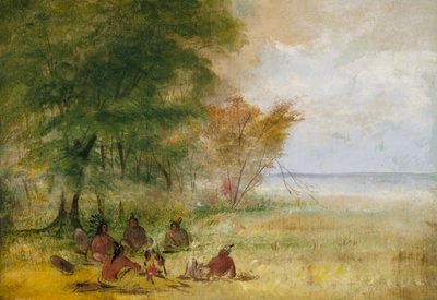 Sioux Indianenraad, Hoofden in Diepe Overweging, 1832-1837 door George Catlin