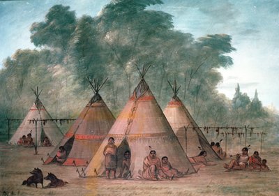 Sioux dorp door George Catlin