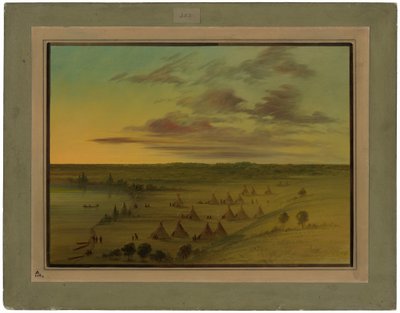 Sioux Dorp - Lac du Cygne door George Catlin