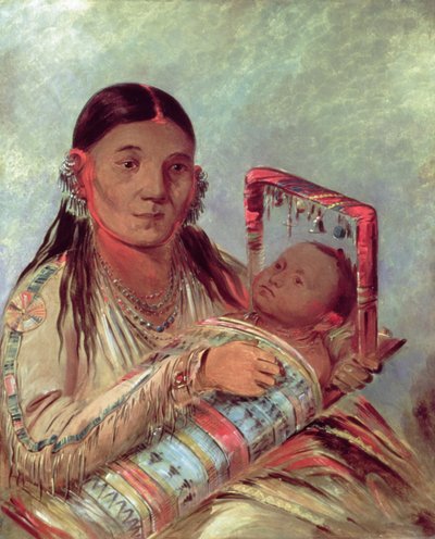 Sioux moeder en baby, c.1830 door George Catlin