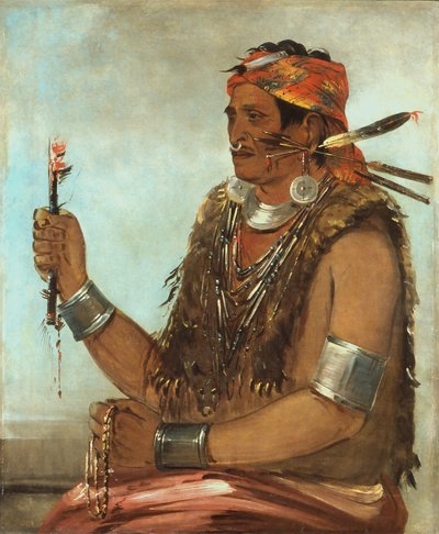 Ten-sqúat-a-way, De open deur, bekend als De profeet, broer van Tecumseh door George Catlin