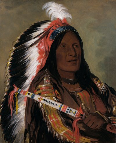 Táh-téck-a-da-háir, Steile Wind, een dappere van de Slechte Pijlpunt Band door George Catlin