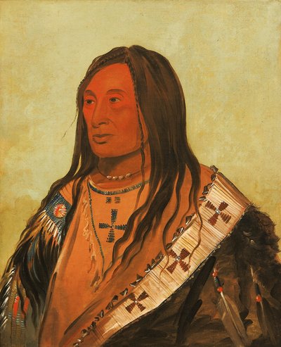 Táh-zee-keh-dá-cha, Gescheurde buik, een onderscheiden dappere door George Catlin