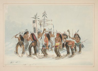 De Sneeuwschoendans, pl. 14 uit de North American Indian Portfolio door George Catlin
