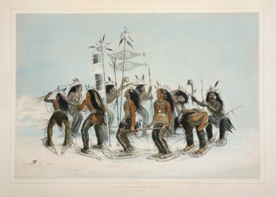 De Sneeuwschoendans, uitgegeven 1845 kleur lithografie door George Catlin
