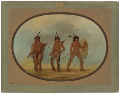 Drie Cheyenne krijgers door George Catlin