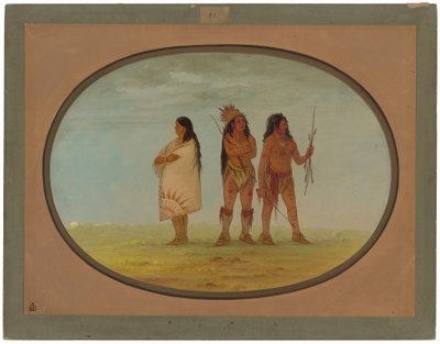 Drie Navajo-indianen door George Catlin