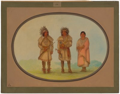 Drie Peoria-indianen door George Catlin