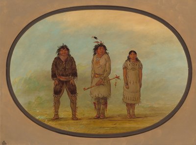 Drie Selish-indianen door George Catlin