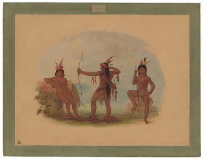 Drie Woyaway Indianen door George Catlin