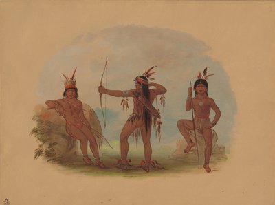Drie Woyaway Indianen, 1854-1869 door George Catlin