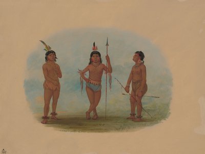 Drie jonge Tobos-mannen, 1854-1869 door George Catlin