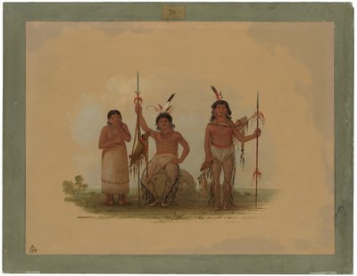Twee Arapaho Krijgers en een Vrouw door George Catlin